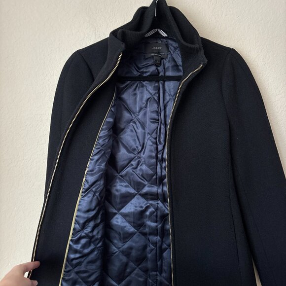 J.Crew Italian Wool Lodge Essential Black Coat in Stadium-Cloth - Picture 7 of 12